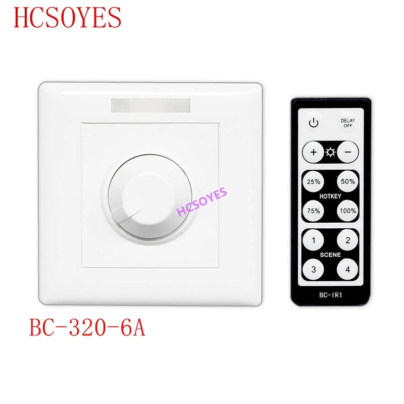 

BC-320-6A DC12V-48V 6A dimmer CV LED dimmer rotary LED wall dimmer with RF remote constant voltage PWM For led lamp light