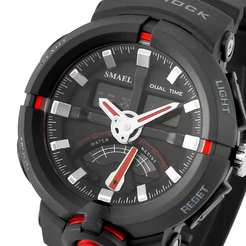 Часы мужские спортивные черные красные 1637|hombre|hombre reloj |