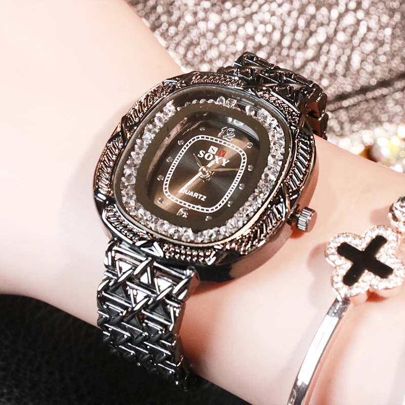 Новые женские часы SOXY Feminino Relogio, женские часы-браслет, кварцевые наручные часы, полностью Стальные Роскошные часы mujer kol saati