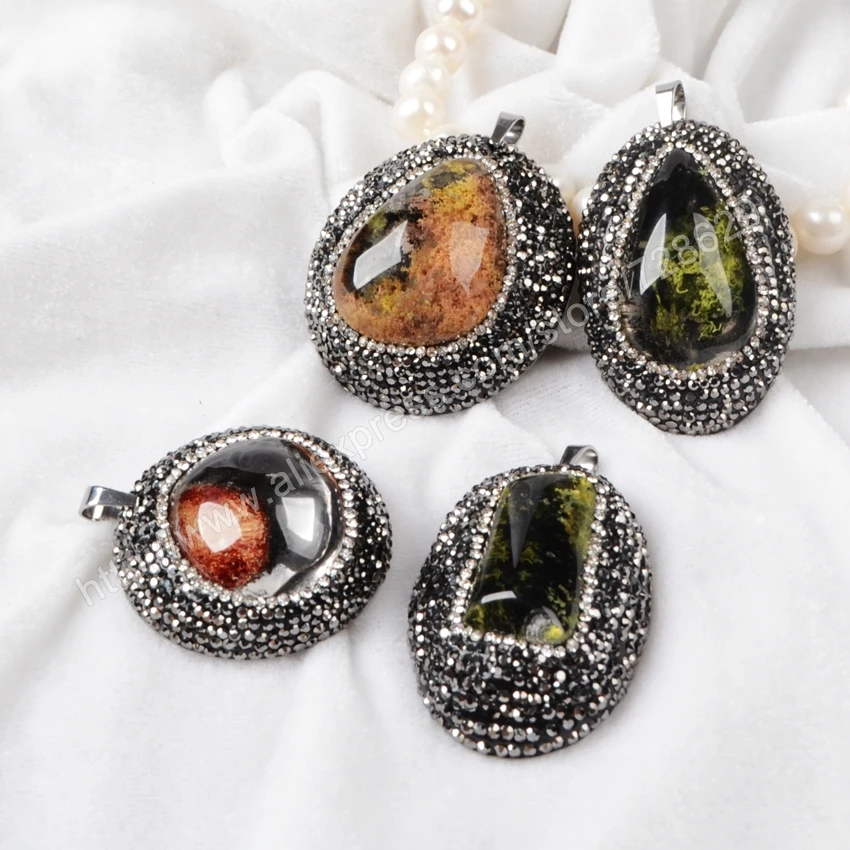 

BOROSA Crystal Rhinestone Freedom Silver Color Natural Phantom Quartz Pendant Paved Zircons for necklace Gems Jewelry JAB490