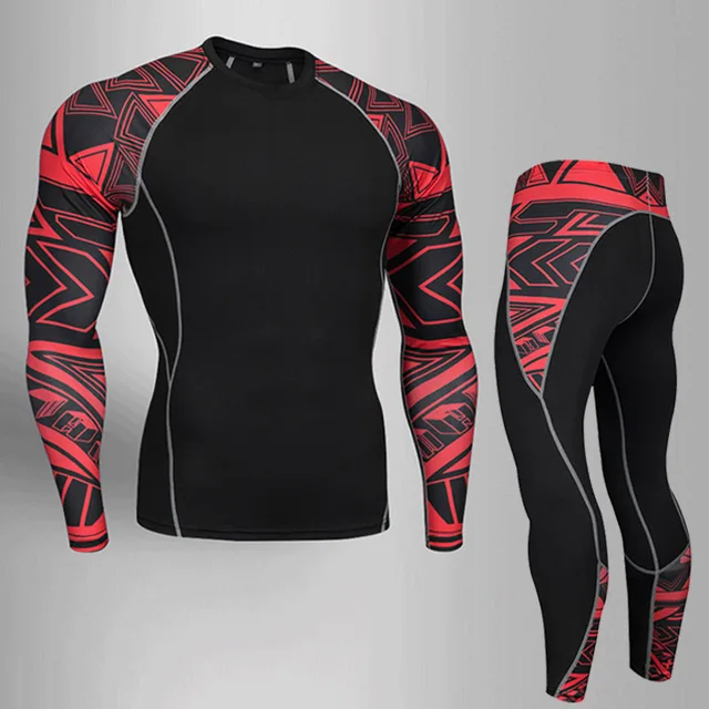rash guard mma Thermal underwear set male fitness training compression