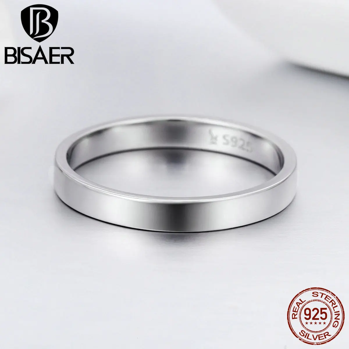 Женское кольцо для помолвки BISAER из 100% стерлингового серебра 925 пробы с сердечком