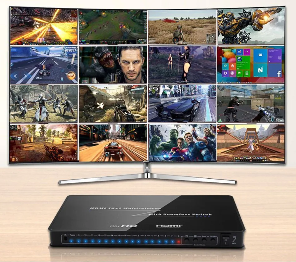 16x1 HDMI мульти-просмотра экран сплиттер 16 в 1 из 32 открытый для DNF подземелья движущийся кирпич игры HD монитор видео конвертер