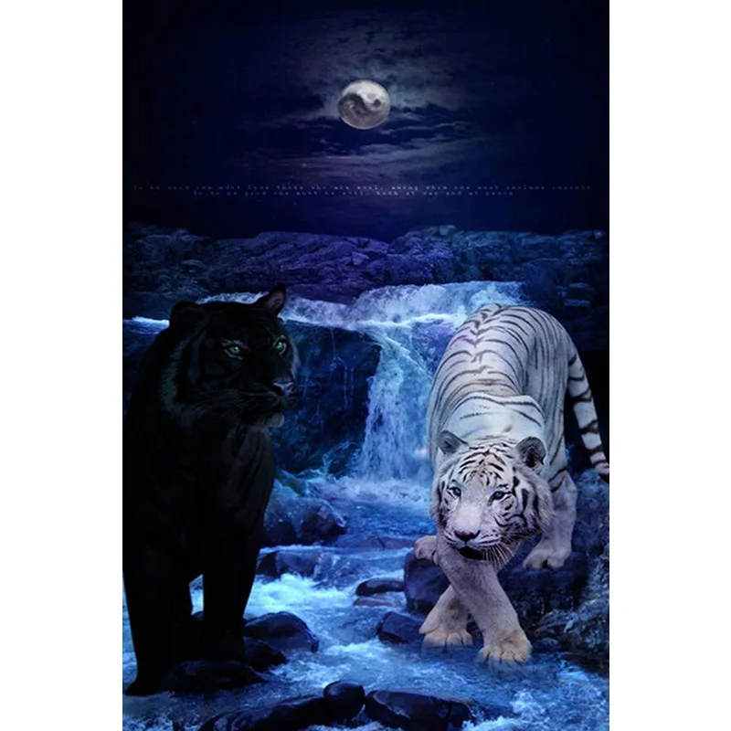 DIY 5D Full Round Resin Diamond Embroidery Moon White Tiger Craft Gift Mosaic Painting Cross Stitch Paintings | Дом и сад