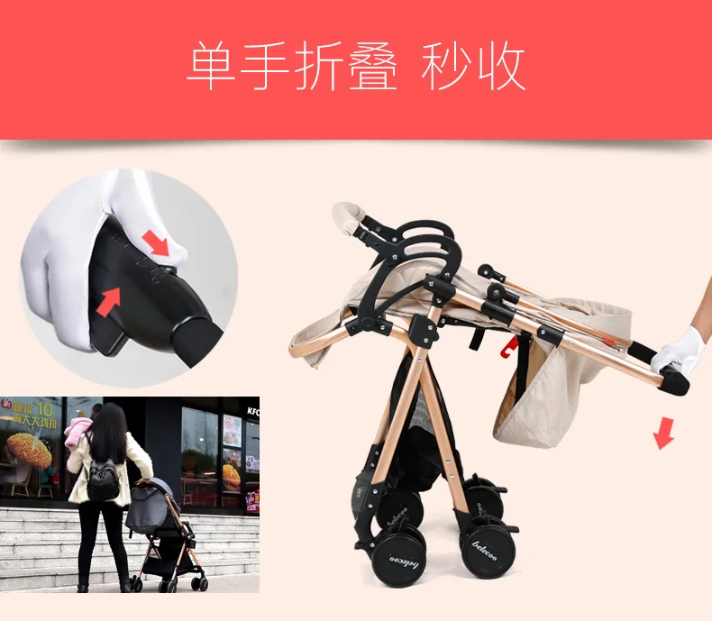 Высокая Ландшафтная легкая коляска, складная переносная коляска для путешествий, популярная коляска для мамы, детская коляска, розовая коляска