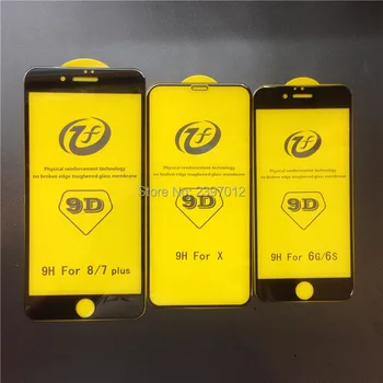 

200pcs 9D Full Cover Tempered Glass For iPhone 6 7 8 plus X Curved Edge 9H Screen Protector Film