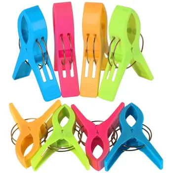 

Pack of 8 Large Bright Colour Plastic Beach Towel Pegs Clips for Sunbed, various colours