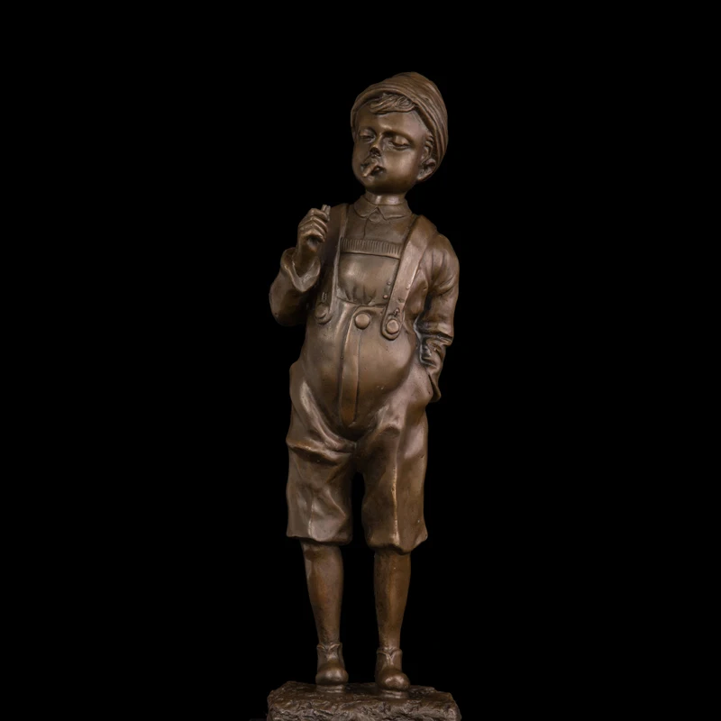 

New Design Vintage Bronze Sculpture Little Boy Figurine Art & Collectible Children Study Room Decor Gifts