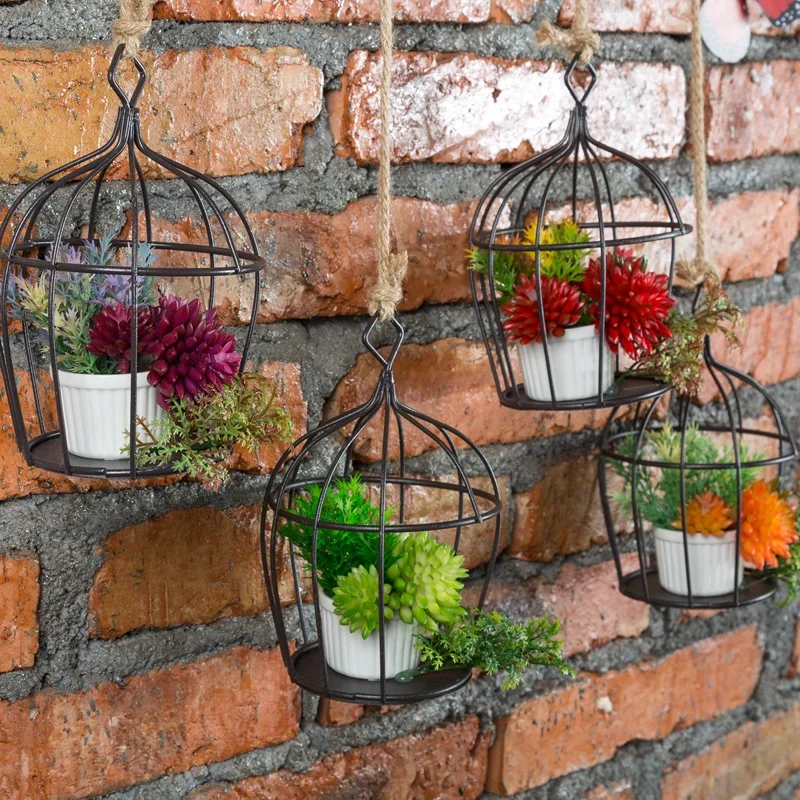 

European Style wrought iron Birdcage simulation Potted hemp rope Creative Gifts coffee shop Home Garden Decor