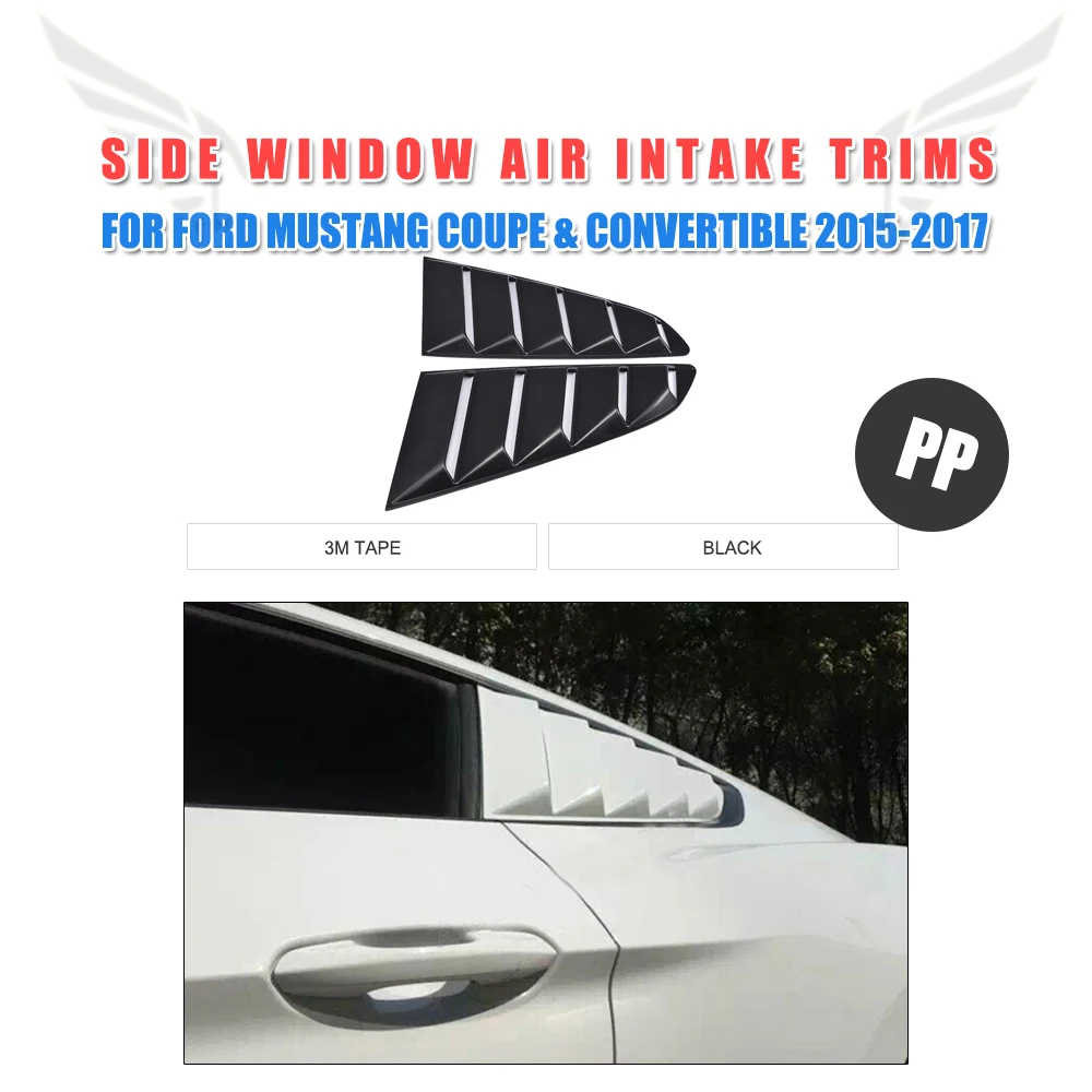 PP Car Side Vent Window Fender Louvers Shield Fit For Ford Mustang