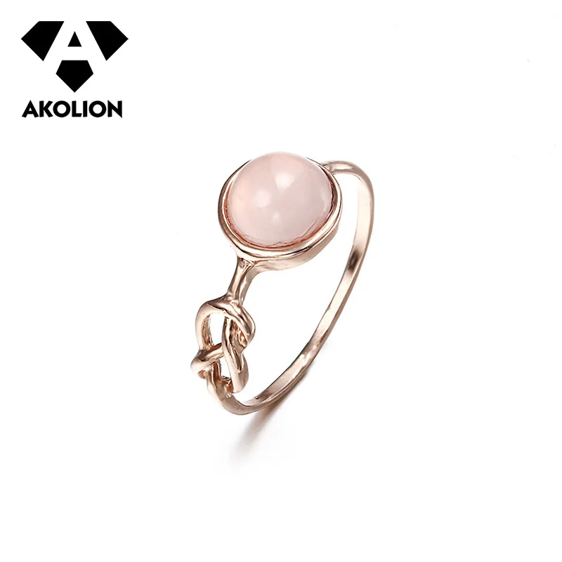 

AKOLION Engagement Ring Euro-American Luxury Ring Pink Natural Knotted Hoop Ornament 2019 New Style Women Jewellery Btjz--19