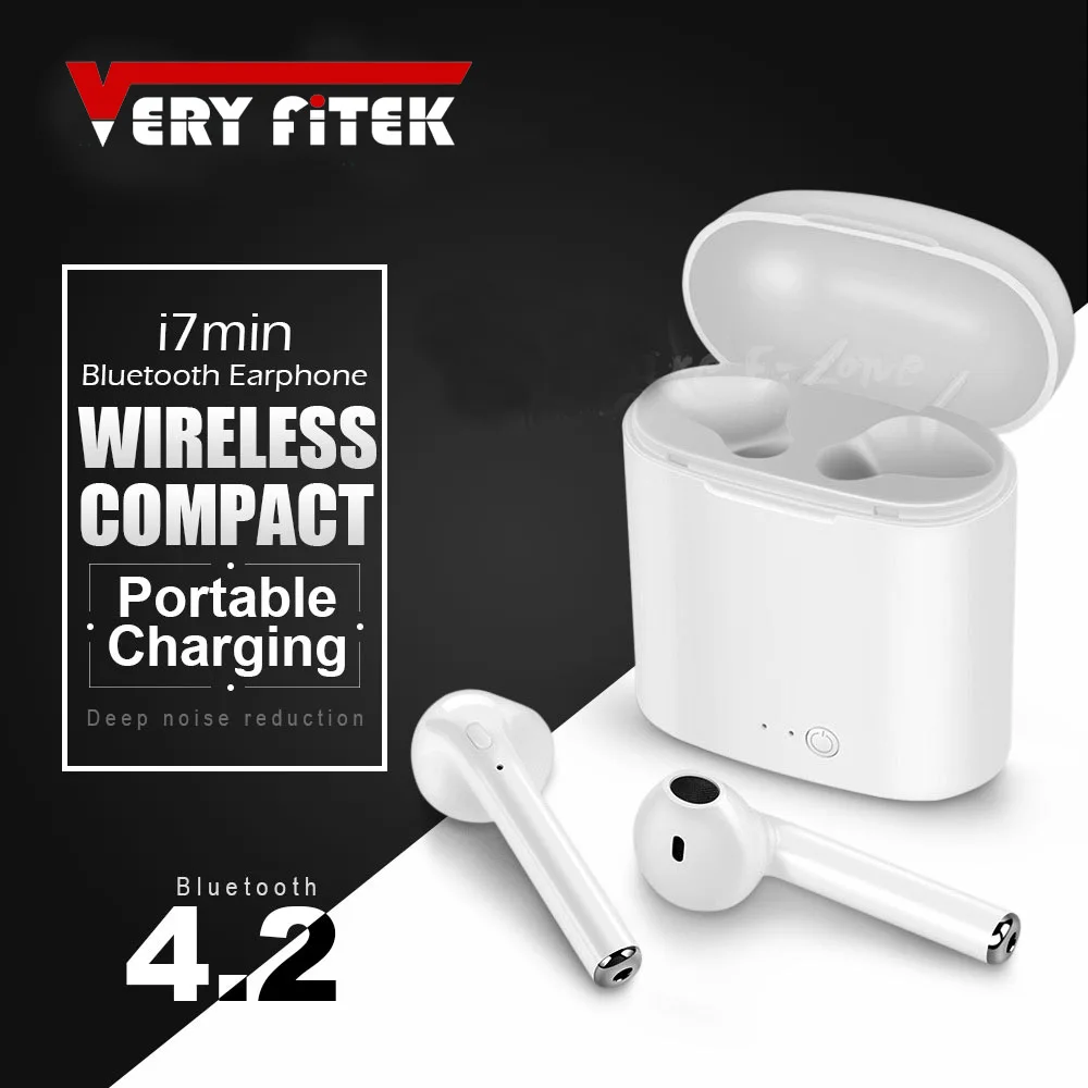 VERYFiTEK i7 Mini TWS Bluetooth наушники стерео спортивный наушник беспроводная гарнитура для наушников с зарядным устройством микрофон для всех смартфонов