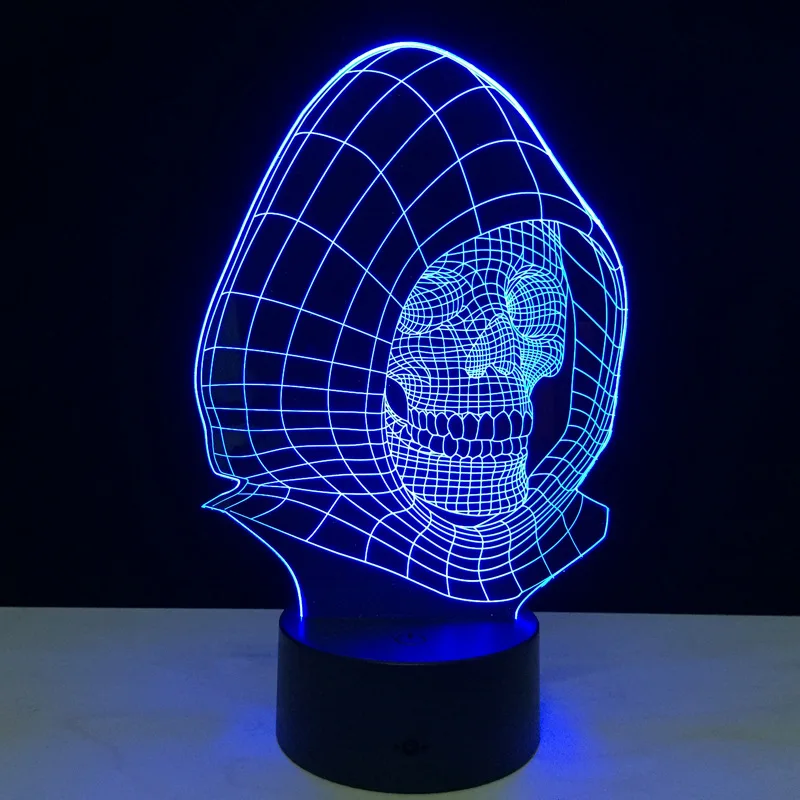 3D череп 7 цветной сенсорный светодиодный креативный подарок ночник настольная лампа