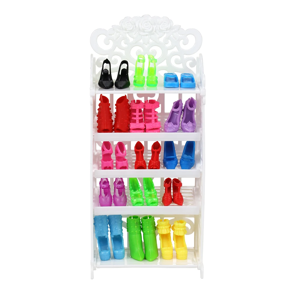 New Doll Furniture 20 Pieces Hangers Doll Accessories Shoes Shelf For Barbie Accessories Dollhouse Furniture Best Gift For Girl