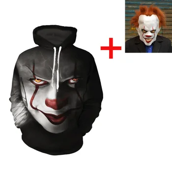 

Movie Stephen King IT The Clown Pennywise Hoodies Halloween Cosplay Costume Adult Men Women Cartoon 3D printing Hooded Sweatshir