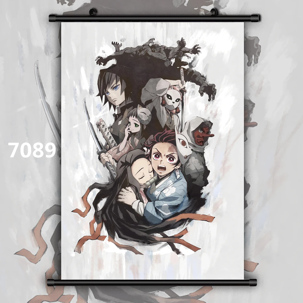 Убийца демона: Kimetsu no Yaiba Tanjirou Nezuko Аниме Манга настенный плакат свиток - Цвет: 7089