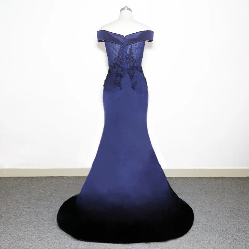E JUE SHUNG Dark Navy Blue Lace Mermaid Evening Dresses Long 2018 Off the Shoulder Sexy Prom Dresses Long Party Dress abiye E JUE SHUNG Dark Navy Blue Lace Mermaid Evening Dresses Long 2018 Off the Shoulder Sexy Prom Dresses Long Party Dress abiye