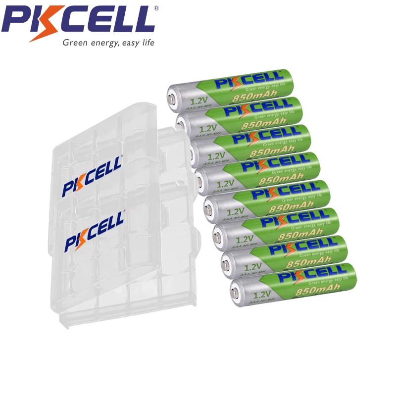 PKCELL 8 шт. никель металл гидридного AAA Батарея 850 мА/ч 1 2 V рулонный Перезаряжаемые