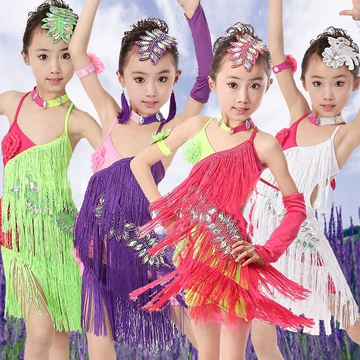 Aliexpresscom  Buy Child Girls Kids Sexy Sequin Fringe Salsa Dancewear Costumes -2755