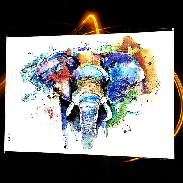 Painted Elephant Tattoo