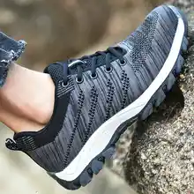 Безопасная обувь; Новинка года; дышащая сетчатая защитная обувь; мужские легкие кроссовки; небьющиеся стальные носочки; мягкие Нескользящие рабочие ботинки