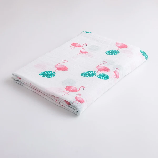 120*120 см новорожденный обернутый бамбуковый муслин салфетки пеленки одеяло кактус Фламинго Детские Банные полотенца Детский Пеленальный марлевые полотенца - Цвет: Monstera Flamingo