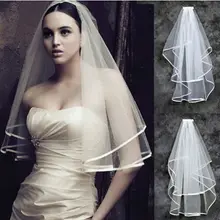 2 Т Белый Свадебная заколка цвета слоновой кости с вуалью атласный край гребень локоть