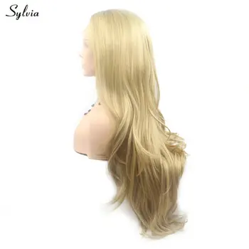 

Sylvia Synthetic Lace Front Wigs Soft Long Natural Wave Pastel Blonde Party Natural Hairline Handmade For Women Replacement Wig