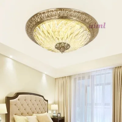 Us 248 88 European Style All Copper Led Ceiling Dome Light Glass Lamp French Round Bedroom Lamp In Ceiling Lights From Lights Lighting On