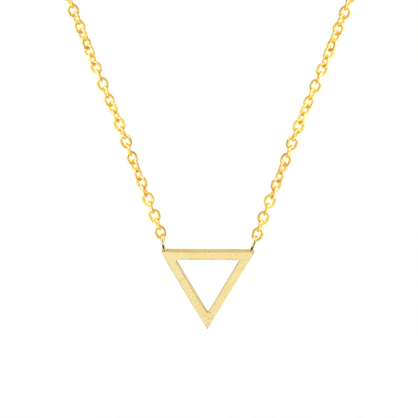 

Vintage Rose Gold Simple Triangle Pendant Necklaces For Women Minimalism Stainless Steel Chain Geometric Choker Necklace Jewelry