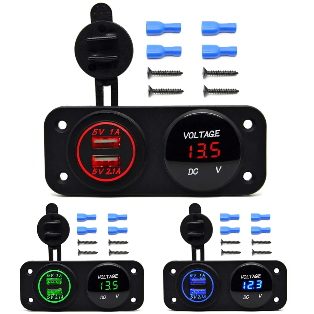 

Dual USB Socket +Newest Digital Display Voltmeter For Car Motorbike Yacht