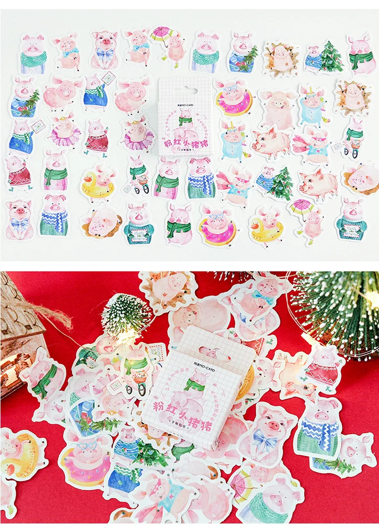 Декоративные наклейки в виде милой розовой свинки, наклейки на клейкой основе, декоративные наклейки для дневника, канцелярские наклейки, детский подарок
