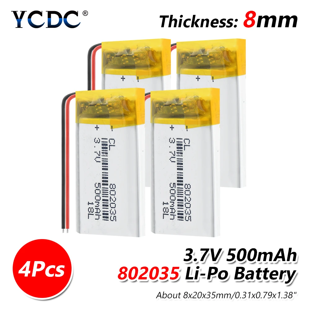 500mAh полимерный аккумулятор 3,7 V 802035 литий-ионный для MP3 MP4 MP5 gps KTV Бытовой усилитель аккумулятора аудио компьютерный микрофон