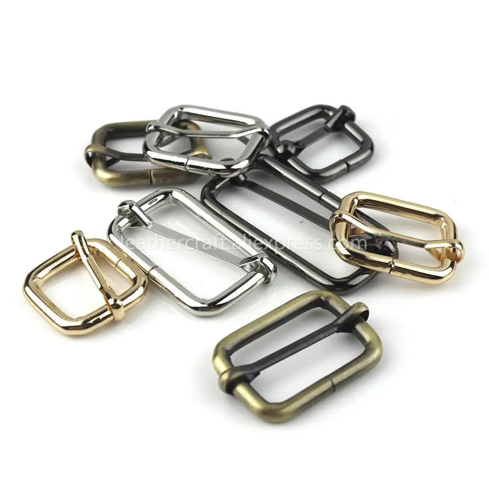 

Metal sliding bar buckle tri-gildes slider rectangle adjuster buckle for leather craft bag strap belt shoulder webbing