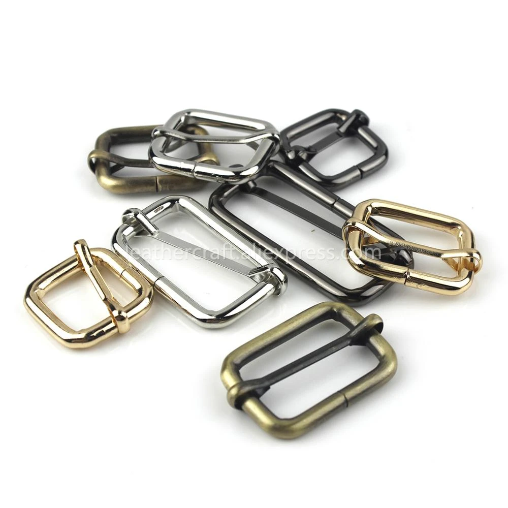 Metal sliding bar strap adjuster Buckles slider Rectangle Leather Bag Strap Belt 