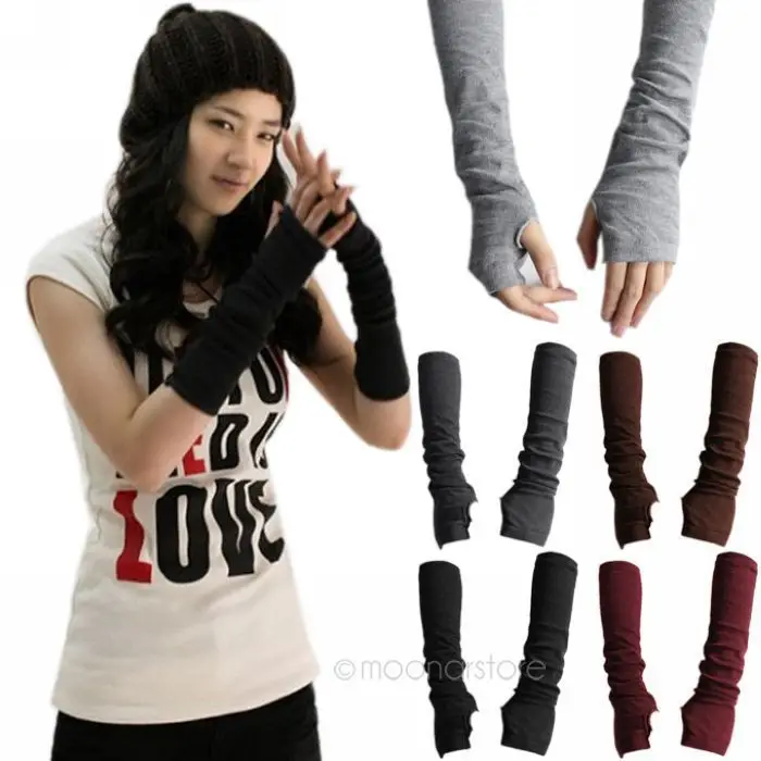 Warm knit wool fingerless gloves ladies winter knitted