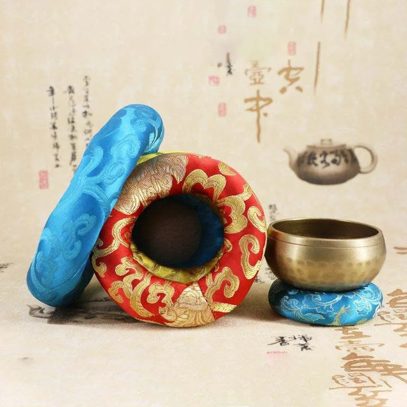 

Yoga Tibetan Singing Bowl Mat Himalayan Hand Hammered Chakra Meditation Religion Belief Buddhist supplies Home Decoration 5 Size