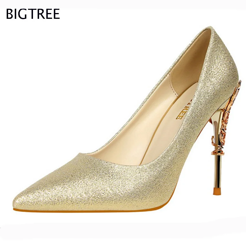 2017 zapatos de marca zapatos de tacón alto mujer bombas zapatos bigtree Mujer Zapatos de Boda Sapatos De Salto Alto Zapatos de La Señora 70 s