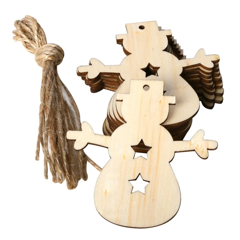 

10pcs DIY Wood Chips Christmas Tree Reindeer/Snowflake Mixed Shape Crafts Scrapbooking Decor Supplies Handmade Button Chip