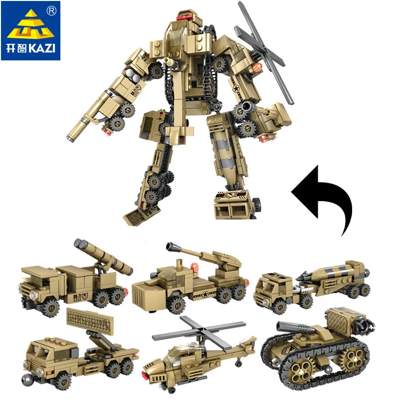 

6Pcs/lot Military Helicopter Tank Building Blocks Sets Missile Gun Weapon ARMY Educational Toys for Children Christmas Gift