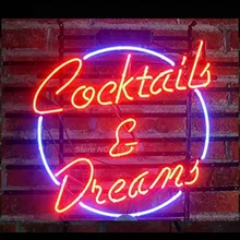 Неоновый светильник для коктейлей и снов, неоновая лампа, дисплей магазина, Настоящая стеклянная трубка, гарантия качества, ручная работа, модные подарки, VD 17x14