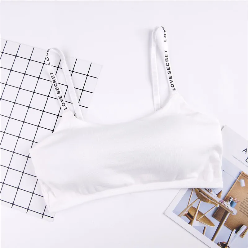 5 Colors New Fashion Bra Screw Thread Vest Top Bras For Women Letter Straps Wire Free Lingerie Women Underwear Solid Sexy Bra