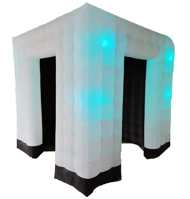 Пользовательская Свадебная вечеринка надувная фотобудка, Фотофон стенд надувной куб с многоцветной светодиодный свет и воздуходувка - Цвет: 8 Bulbs LED lights