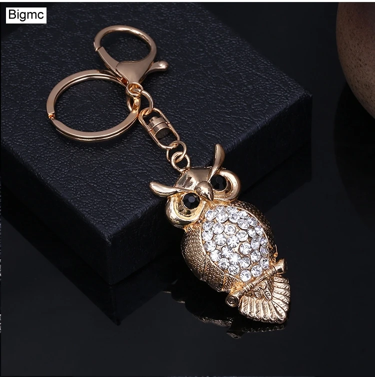 

owl Key Chain Rhinestones metal Car Keychain Lovely Animal Women Bag Charm Accessories fashion KeyRing New phone Pendant K1706