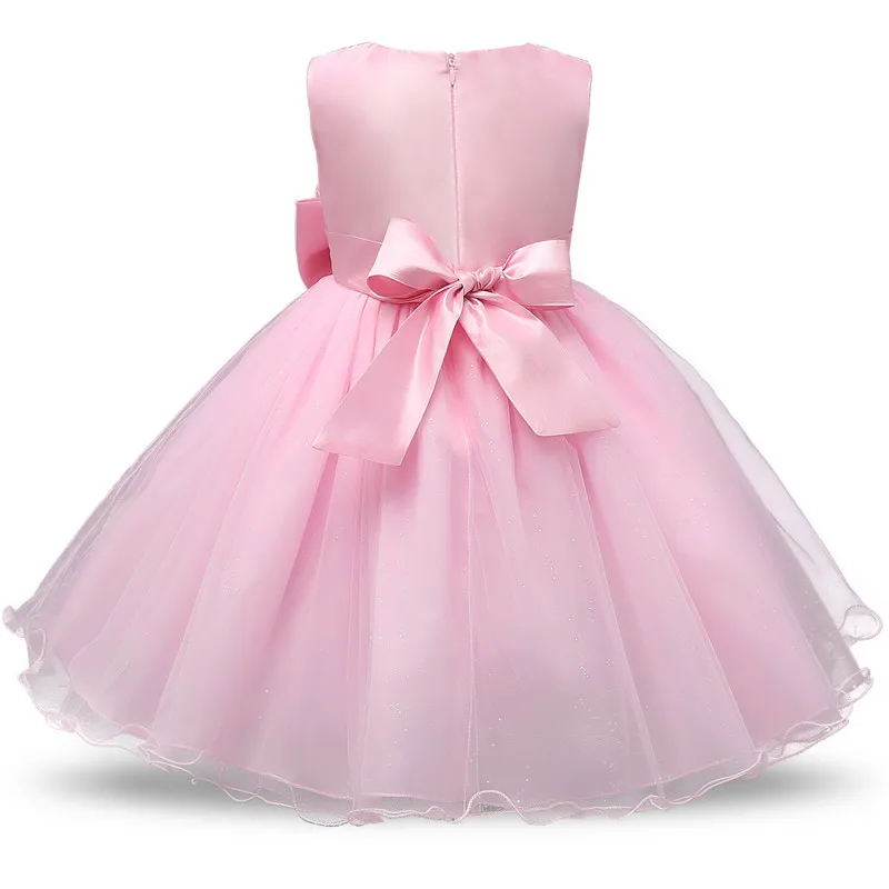 Милые розовые детские 1st день рождения платья для девочек Крещение дети vestido infantil Robe Fille платье Девочки Одежда для крещения 12 24 м