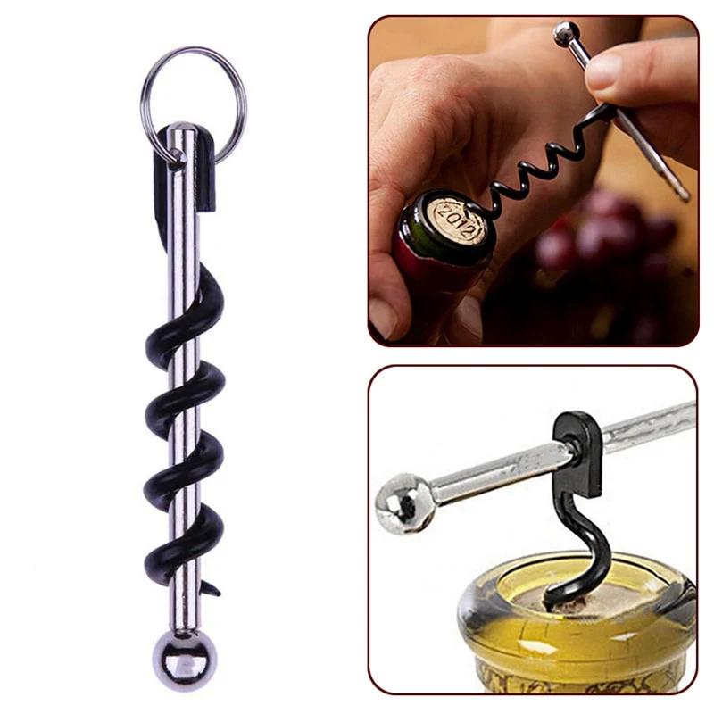 

Outdoor Mini Cork Screw Red Wine Bottle Opener Keyring Tool Multi-functional Camping survival Equipment Tool Keychain