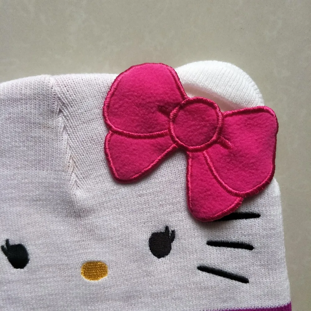 Хлопковые шерстяные вязаные милые шапки Hello KT Cat с рисунком аниме Сезон осень зима