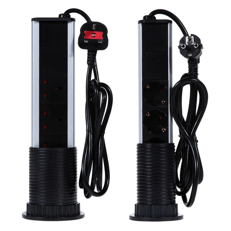 220 V 16 A Electrical 3 Plug Socket 2 USB Kitchen Table Socket Retractable Suitable for