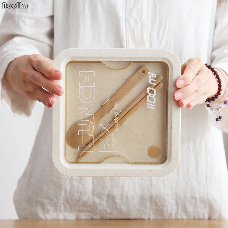 

Wheat Straw Lunch Box Double Layer Portable Food Container Large Capacity Microwave Oven Food Storage Box For Office School