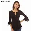 Korea Style Women Blouse Shirts 2022 Elegant Ruffles Women Tops Plus Size Flare Sleeve Solid Casual Loose Shirt blusas feminina ► Photo 3/6